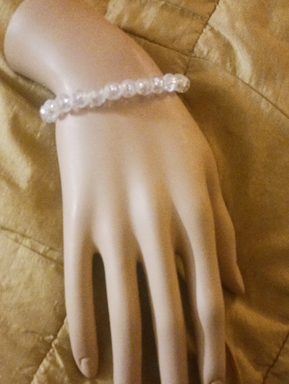 Clear Crystal Bead Stretch Bracelet – Women Jewelry - Picture 1 of 1